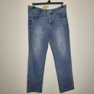 Democracy Womens Ab Technology Booty Lift Straight Leg Blue Jeans Size 14